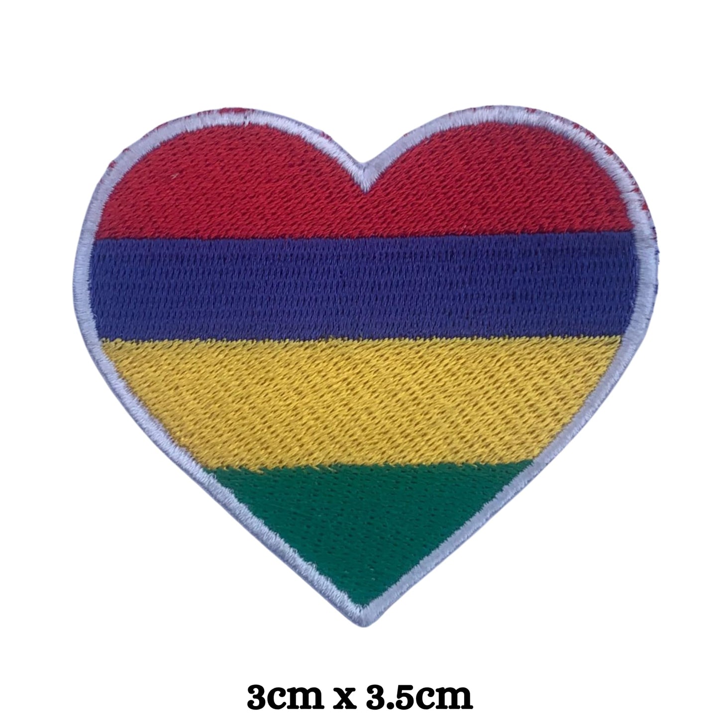 Mauritius Flag Embroidered Patch Set, Iron-On or Sew-On Applique Badges, Rectangle Shield Round Heart Shapes, for Jackets, Backpacks, Hats, Uniforms and Various Sizes
