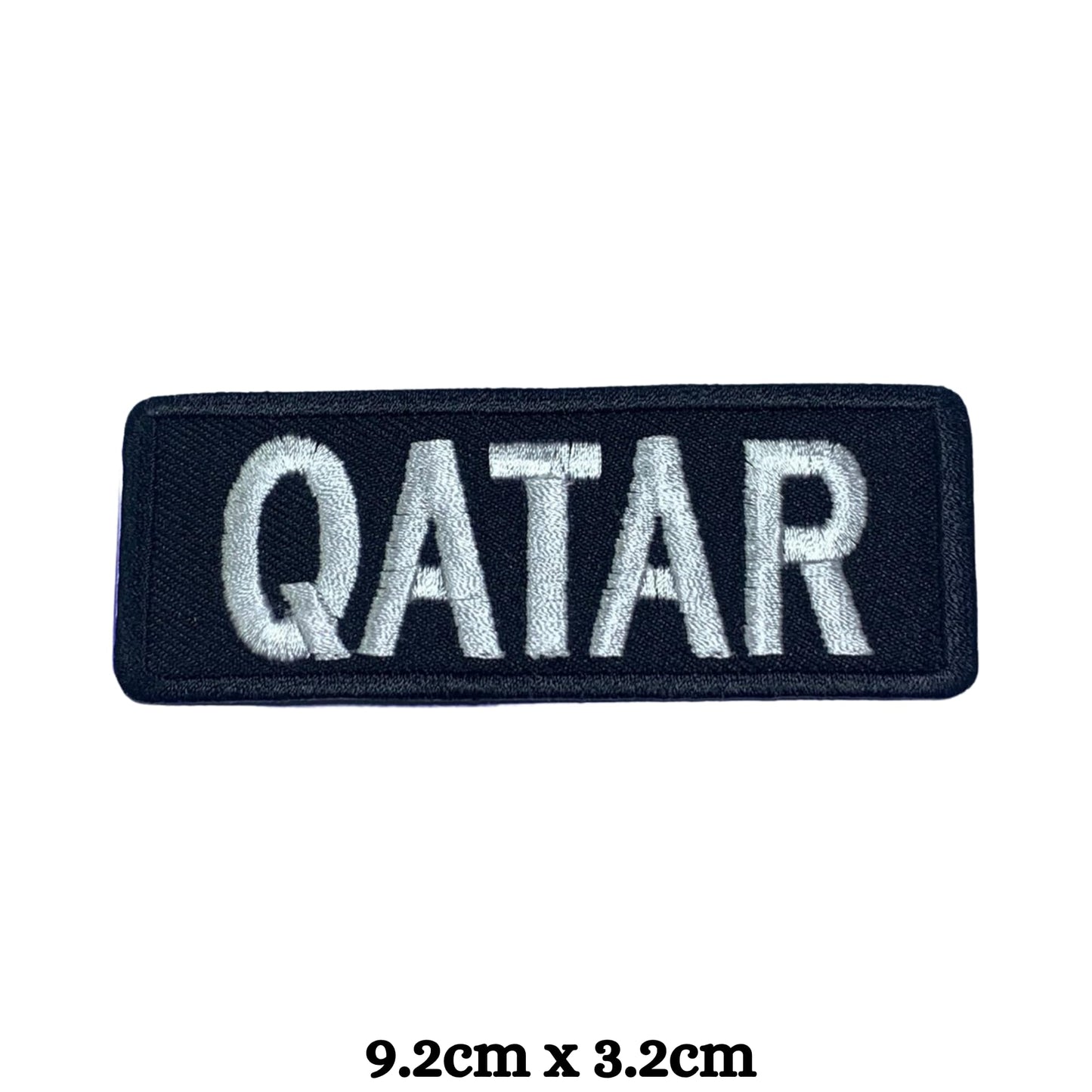 Qatar Flag Embroidered Patches, Iron-On/Sew-On Applique, Shield, Round, Heart and Rectangle Flag Badges for Jackets, Bags, Uniforms, Various Sizes