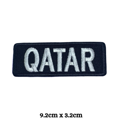 Qatar Flag Embroidered Patches, Iron-On/Sew-On Applique, Shield, Round, Heart and Rectangle Flag Badges for Jackets, Bags, Uniforms, Various Sizes