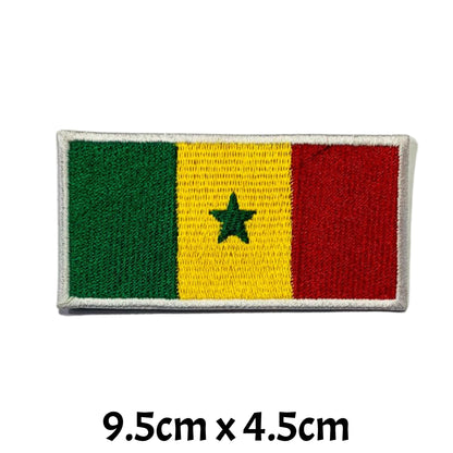 Senegal Flag Embroidered Patches, Iron-On/Sew-On Applique, Shield, Round, Heart and Rectangle Flag Badges for Jackets, Bags, Uniforms, Various Sizes