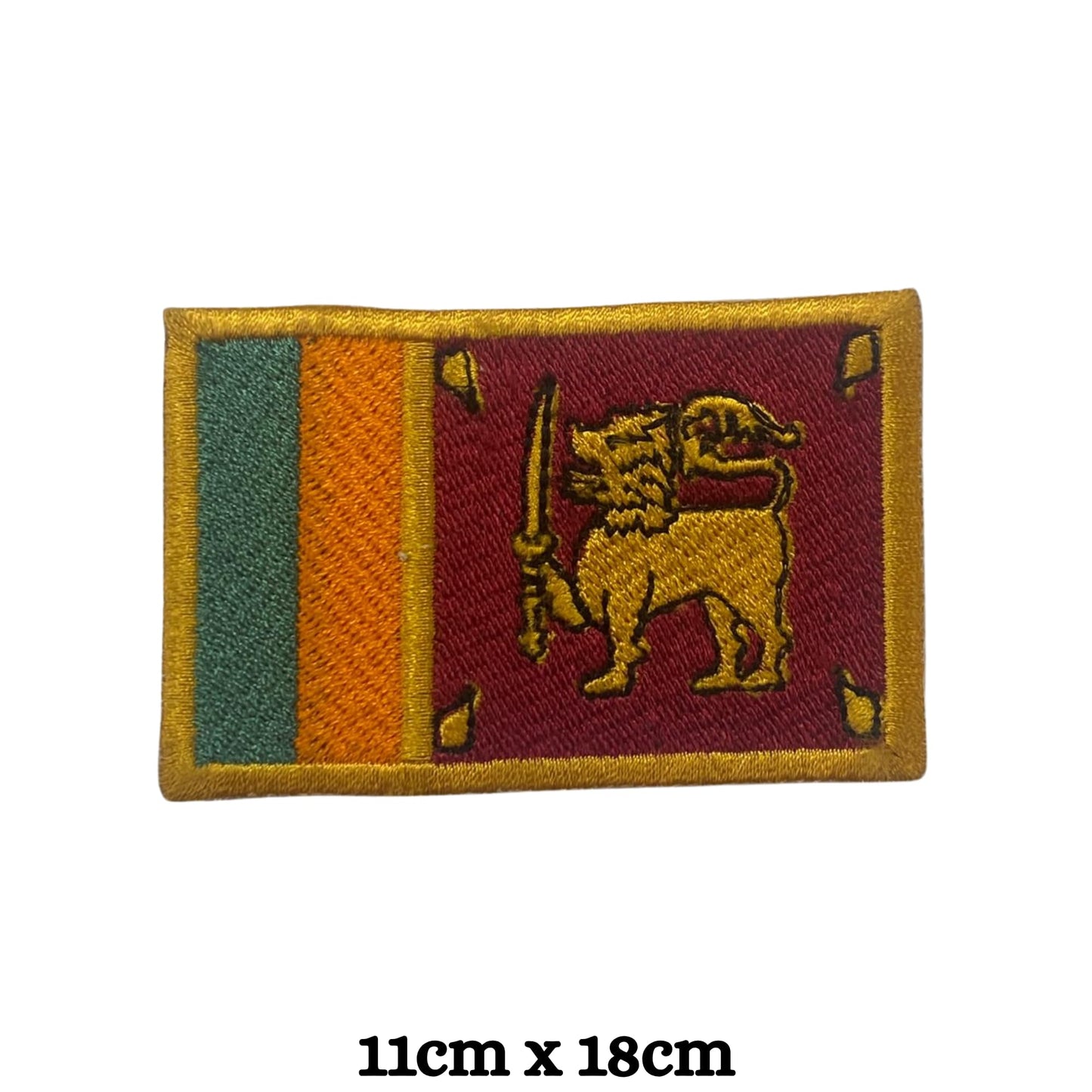 Sri Lanka Flag Embroidered Patch Set, Iron-On or Sew-On Applique Badges, Rectangle Shield Round Heart Shapes, for Jackets, Backpacks, Hats, Uniforms and Various Sizes