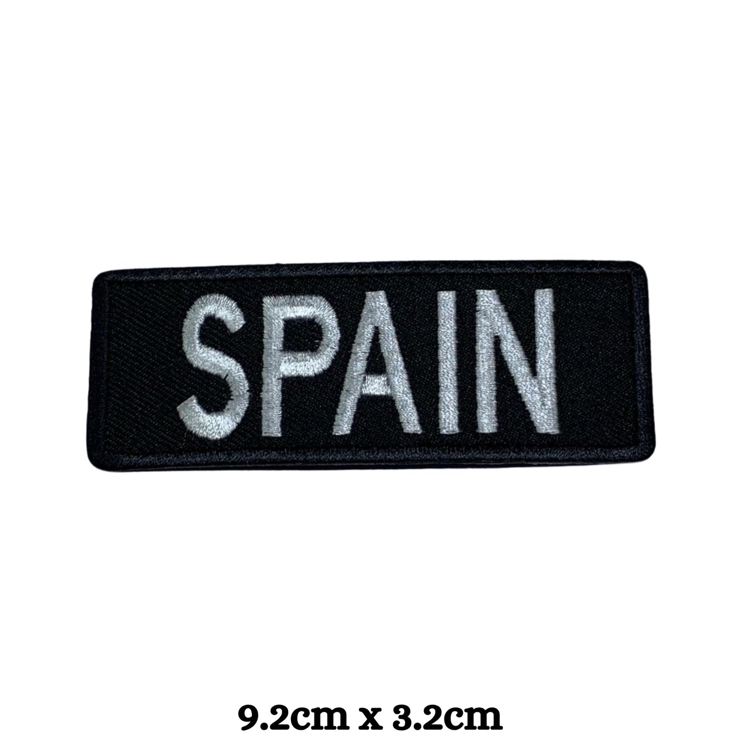 BeBuz Spain Flag Embroidered Patches, Iron-On/Sew-On Applique, Shield, Round, Heart and Rectangle Flag Badges for Jackets, Bags, Uniforms, Various Sizes