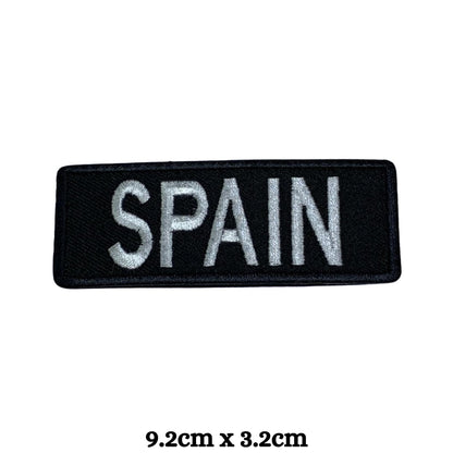 BeBuz Spain Flag Embroidered Patches, Iron-On/Sew-On Applique, Shield, Round, Heart and Rectangle Flag Badges for Jackets, Bags, Uniforms, Various Sizes