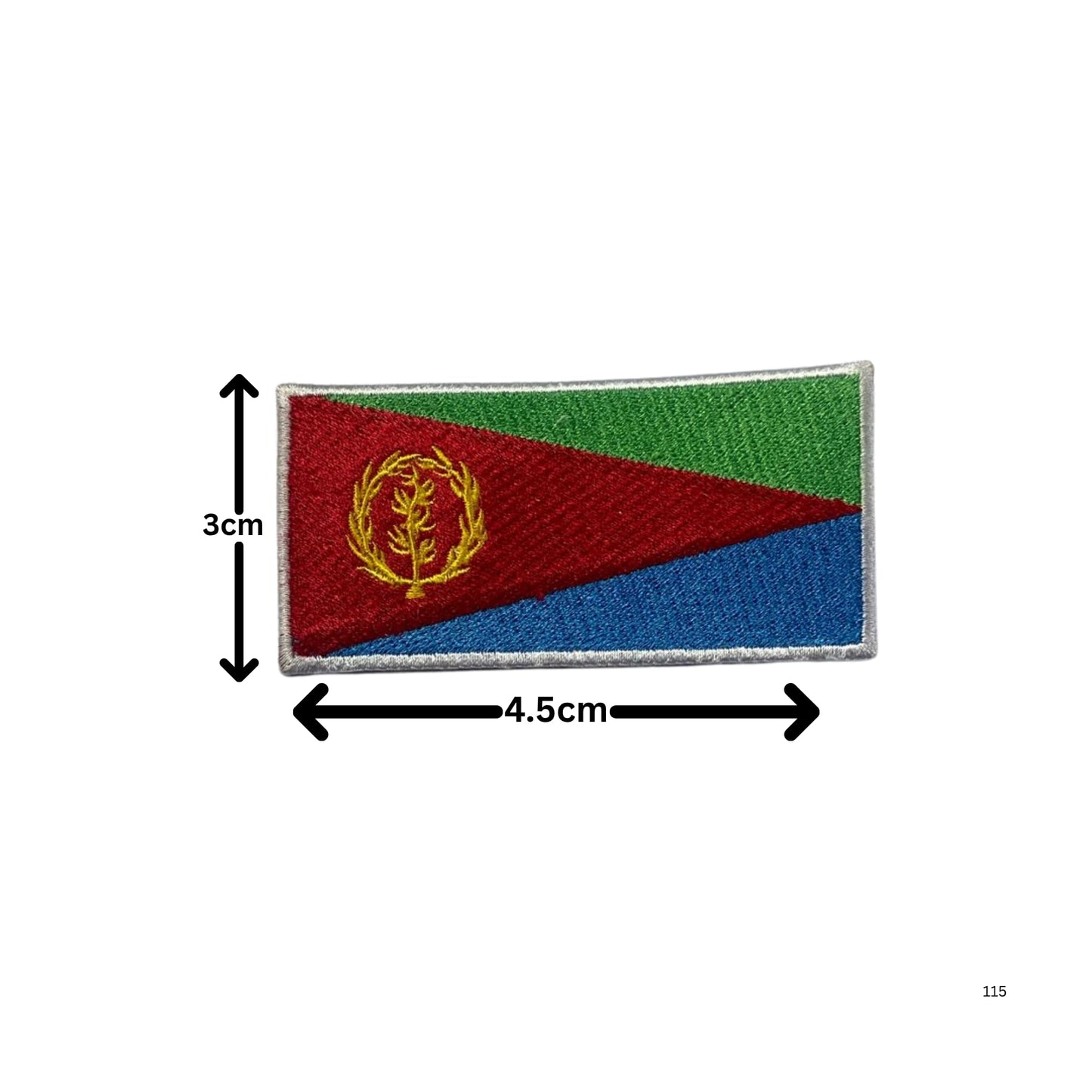 Eritrea Flag Embroidered Patch Set, Iron-On or Sew-On Applique Badges, Rectangle Shield Round Heart Shapes, for Jackets, Backpacks, Hats, Uniforms and Various Sizes