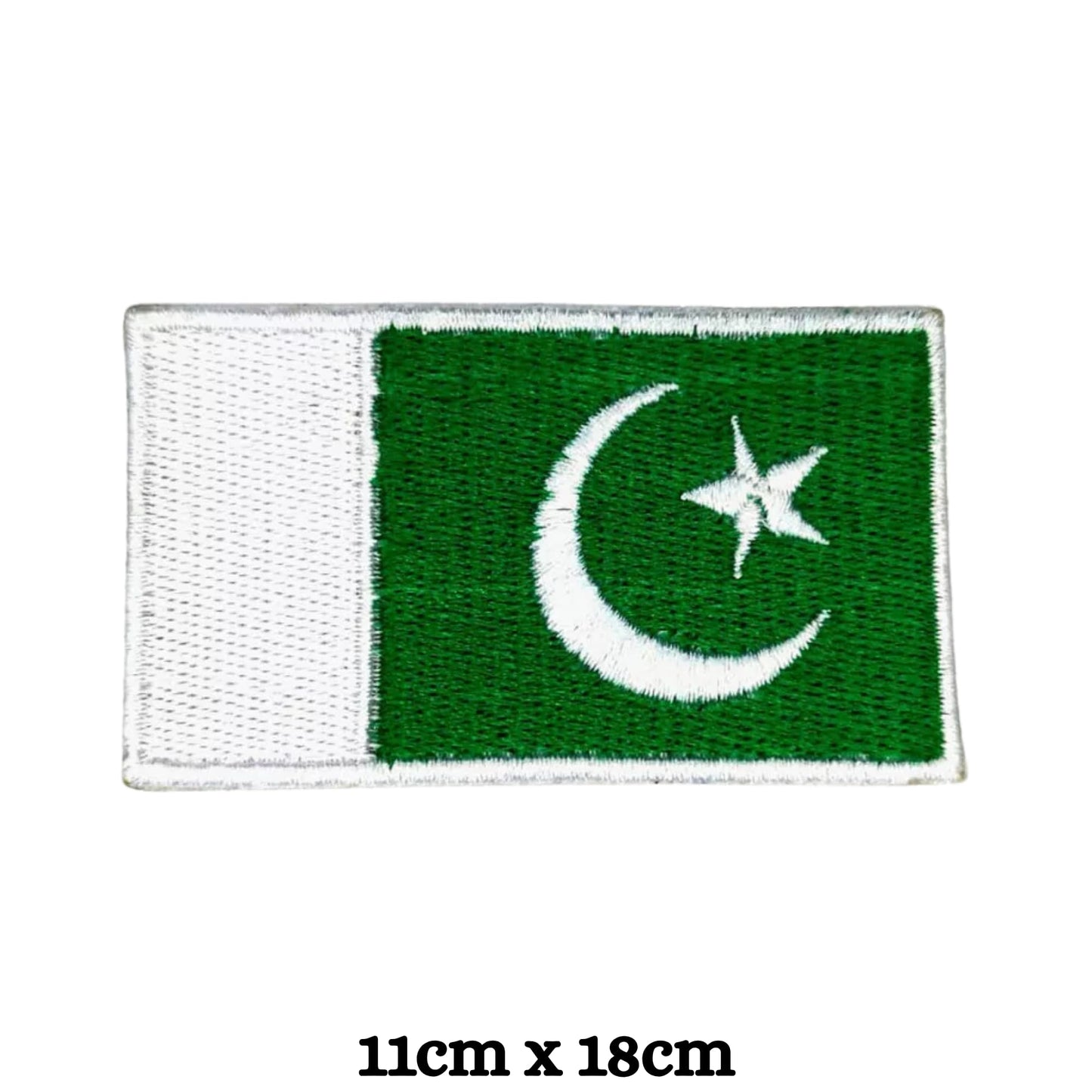 Pakistan Flag Embroidered Patch Set, Iron-On or Sew-On Applique Badges, Rectangle Shield Round Heart Shapes, for Jackets, Backpacks, Hats, Uniforms and Various Sizes