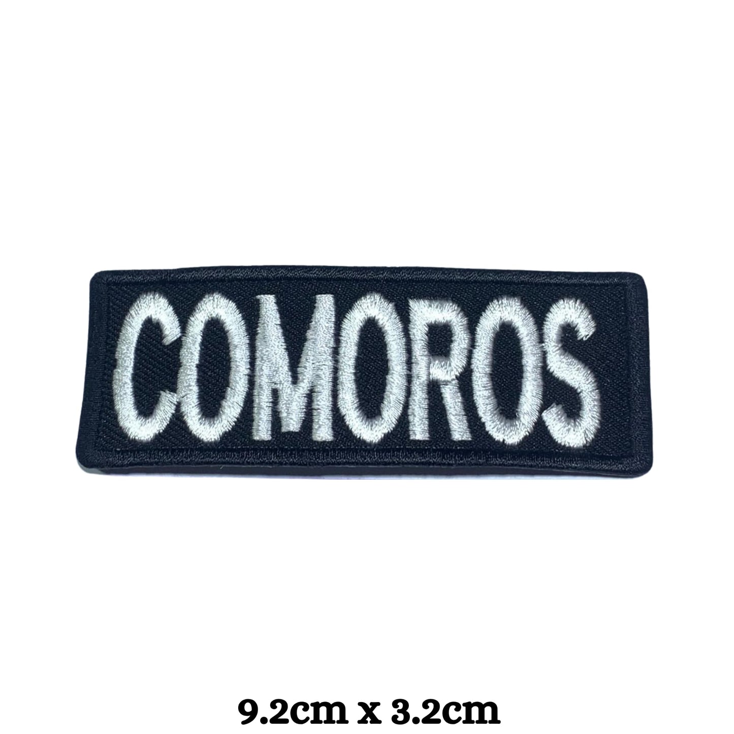 Comoros Flag Embroidered Patch Set, Iron-On or Sew-On Applique Badges, Rectangle Shield Round Heart Shapes, for Jackets, Backpacks, Hats, Uniforms and Various Sizes