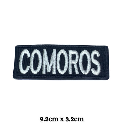 Comoros Flag Embroidered Patch Set, Iron-On or Sew-On Applique Badges, Rectangle Shield Round Heart Shapes, for Jackets, Backpacks, Hats, Uniforms and Various Sizes