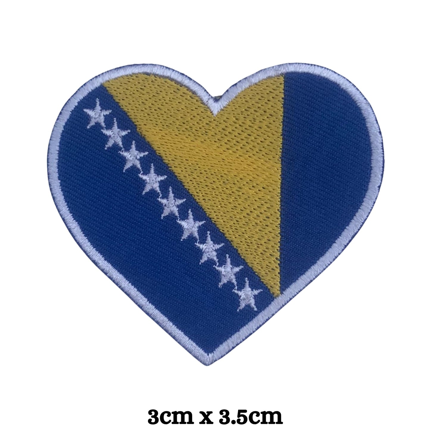 BeBuz Bosnia Flag Embroidered Patch – Iron On or Sew On Bosnian Badge – Choose Your Shape & Size – Rectangle, Shield, Round, Heart – Bosnia and Herzegovina Patch for Jacket, Backpack, Hat, Clothing