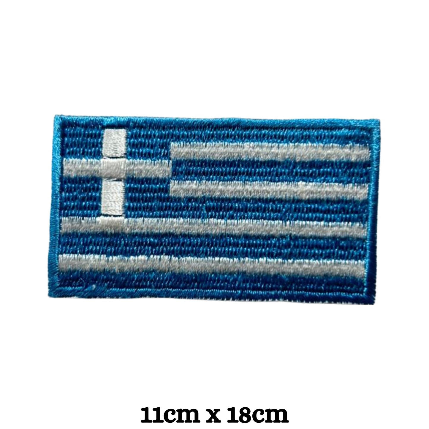 Greece Flag Embroidered Patch Set, Iron-On or Sew-On Applique Badges, Rectangle Shield Round Heart Shapes, for Jackets, Backpacks, Hats, Uniforms and Various Sizes