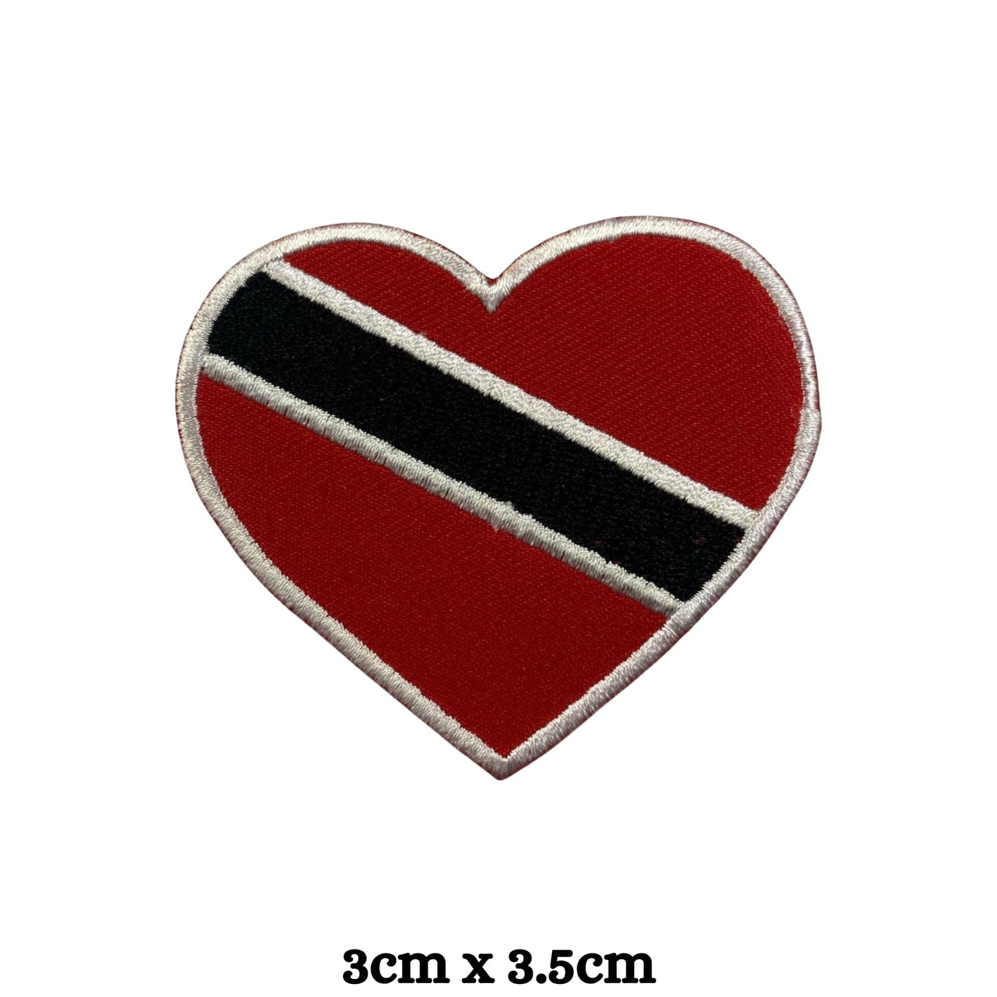Trinidad and Tobago Flag Embroidered Patch Set, Iron-On or Sew-On Applique Badges, Rectangle Shield Round Heart Shapes, for Jackets, Backpacks, Hats, Uniforms and Various Sizes