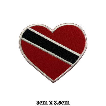 Trinidad and Tobago Flag Embroidered Patch Set, Iron-On or Sew-On Applique Badges, Rectangle Shield Round Heart Shapes, for Jackets, Backpacks, Hats, Uniforms and Various Sizes