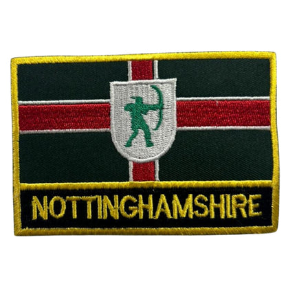 UK County Flag Patch 9.5cm x 6cm Embroidered Iron On/Sew On Badge Durable Fabric Applique for Jackets, Backpacks, Hats, and Clothing