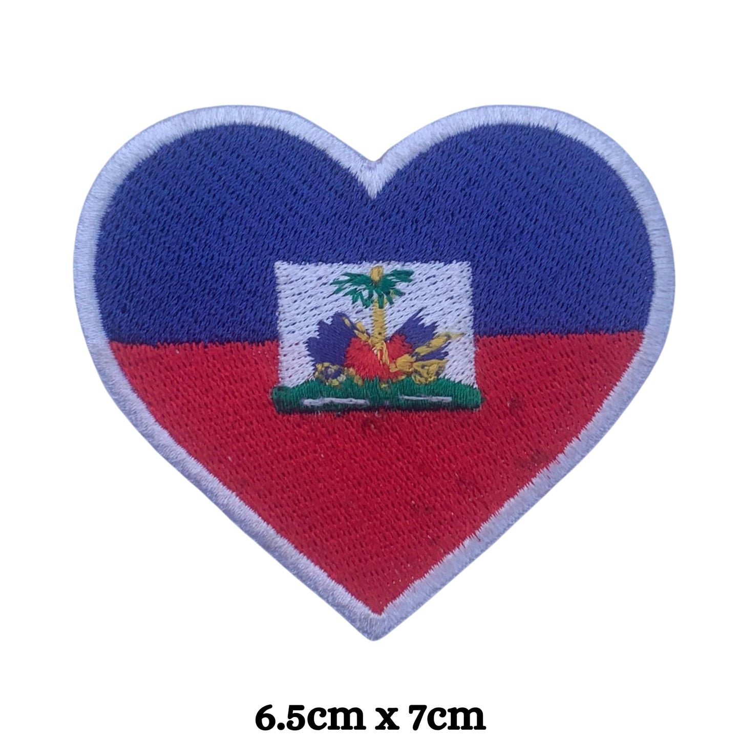 Haiti Flag Embroidered Patch Set, Iron-On or Sew-On Applique Badges, Rectangle Shield Round Heart Shapes, for Jackets, Backpacks, Hats, Uniforms and Various Sizes