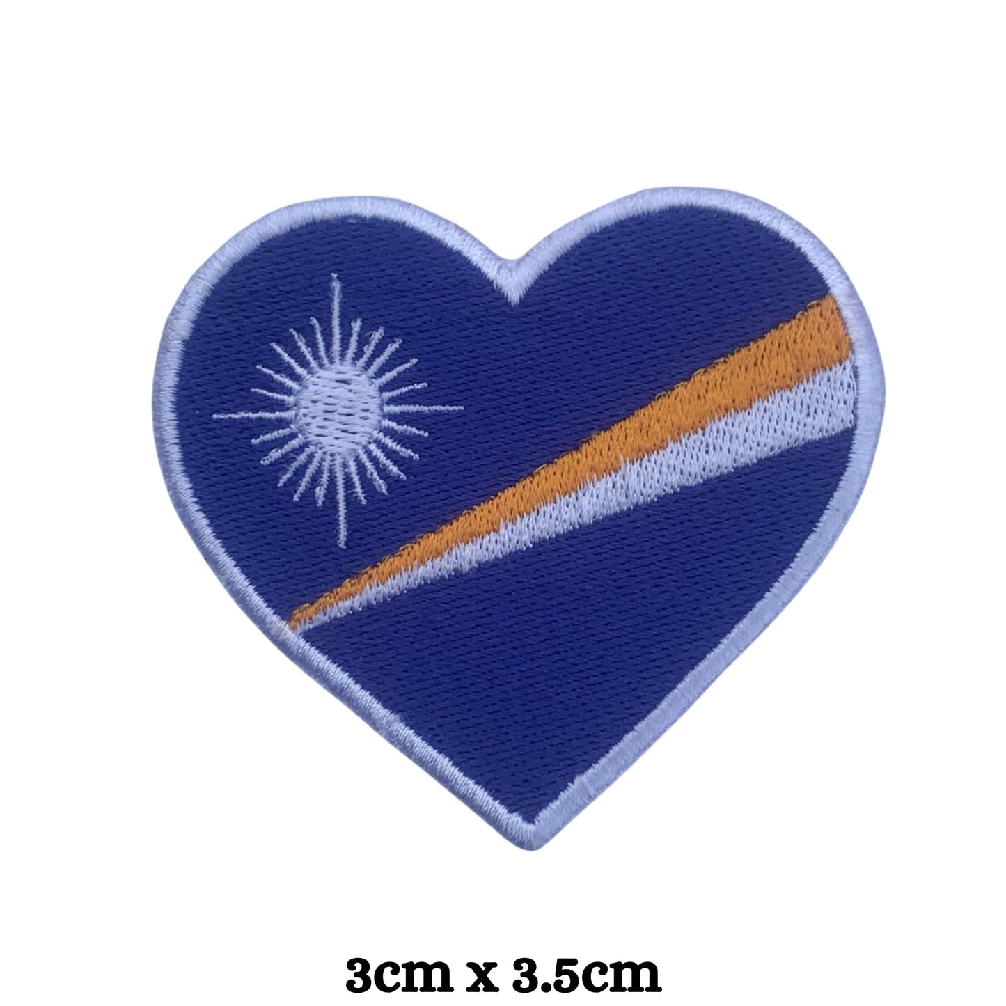 Marshall Islands Flag Embroidered Patch Set, Iron-On or Sew-On Applique Badges, Rectangle Shield Round Heart Shapes, for Jackets, Backpacks, Hats, Uniforms and Various Sizes