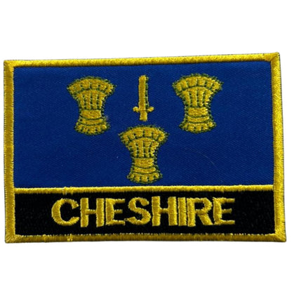 UK County Flag Patch 9.5cm x 6cm Embroidered Iron On/Sew On Badge Durable Fabric Applique for Jackets, Backpacks, Hats, and Clothing