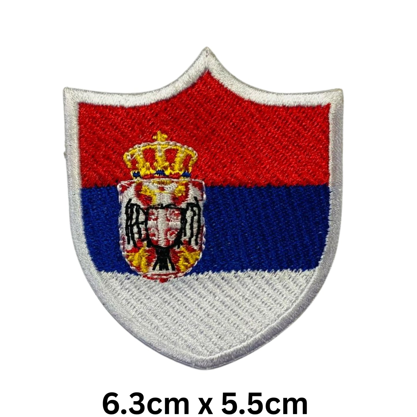 Serbia Flag Embroidered Patch Set, Iron-On or Sew-On Applique Badges, Rectangle Shield Round Heart Shapes, for Jackets, Backpacks, Hats, Uniforms and Various Sizes