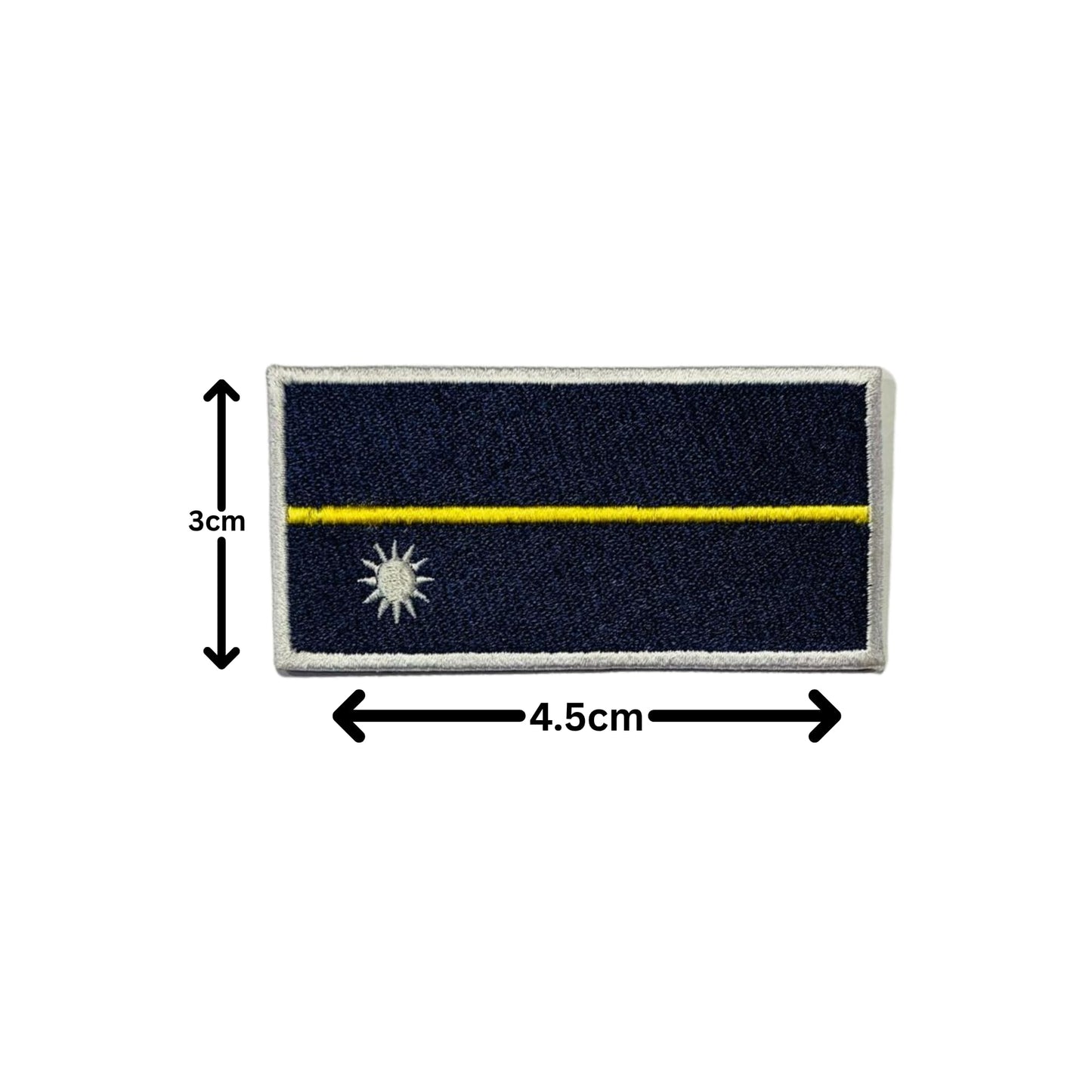 Nauru Flag Embroidered Patch Set, Iron-On or Sew-On Applique Badges, Rectangle Shield Round Heart Shapes, for Jackets, Backpacks, Hats, Uniforms and Various Sizes