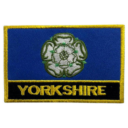 UK County Flag Patch 9.5cm x 6cm Embroidered Iron On/Sew On Badge Durable Fabric Applique for Jackets, Backpacks, Hats, and Clothing