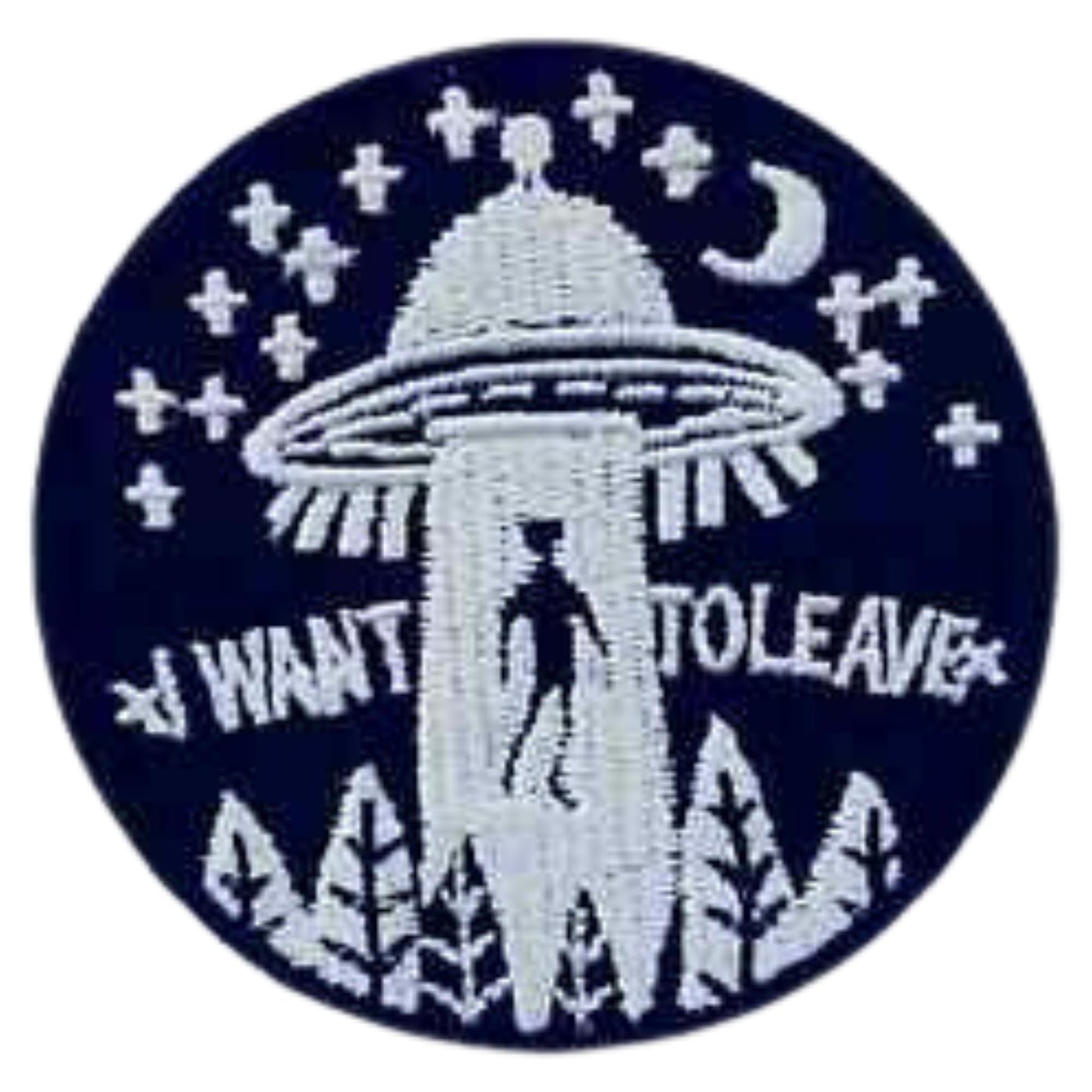I Want to Leave Embroidery Iron-On Patches for Clothing Sew-On Applique for DIY Crafts Denim Jackets Jeans Backpacks
