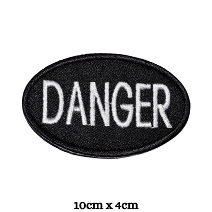Danger Patch Embroidery Iron-On Patches for Clothing Sew-On Applique for DIY Crafts Denim Jackets Jeans Backpacks