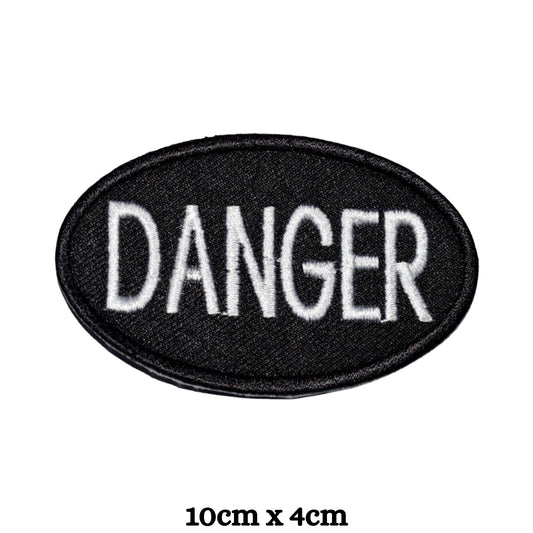Danger Patch Embroidery Iron-On Patches for Clothing Sew-On Applique for DIY Crafts Denim Jackets Jeans Backpacks