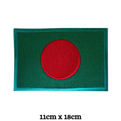 Bangladesh Flag Embroidered Patches, Iron-On/Sew-On Applique, Shield, Round, Heart and Rectangle Flag Badges for Jackets, Bags, Uniforms, Various Sizes