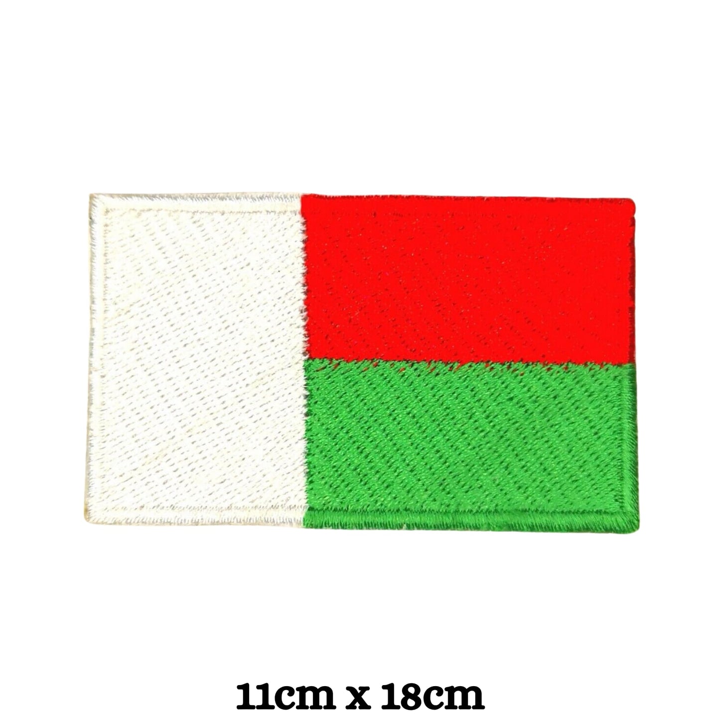 Madagascar Flag Embroidered Patch Set, Iron-On or Sew-On Applique Badges, Rectangle Shield Round Heart Shapes, for Jackets, Backpacks, Hats, Uniforms and Various Sizes