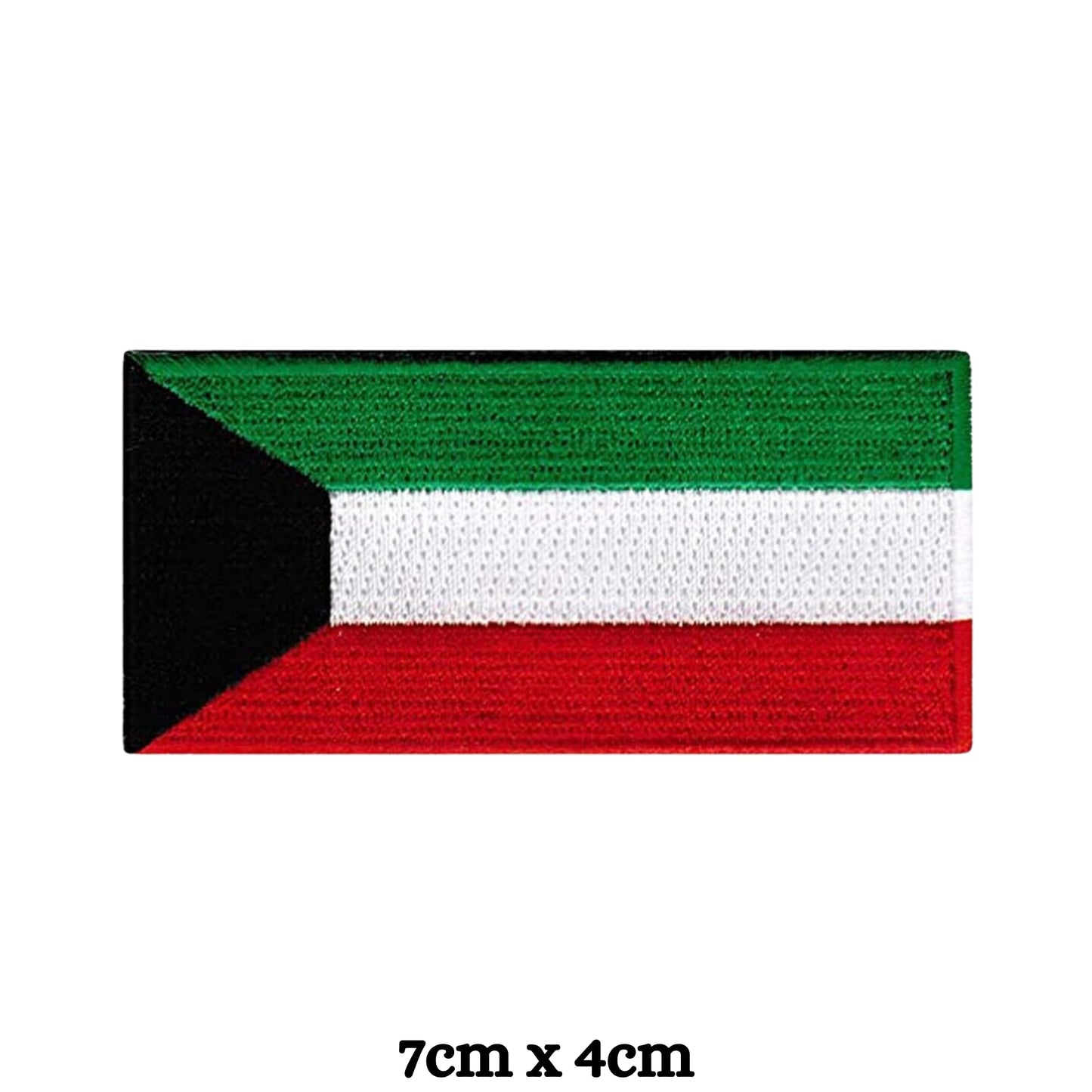 Kuwait Flag Embroidered Patch Set, Iron-On or Sew-On Applique Badges, Rectangle Shield Round Heart Shapes, for Jackets, Backpacks, Hats, Uniforms and Various Sizes