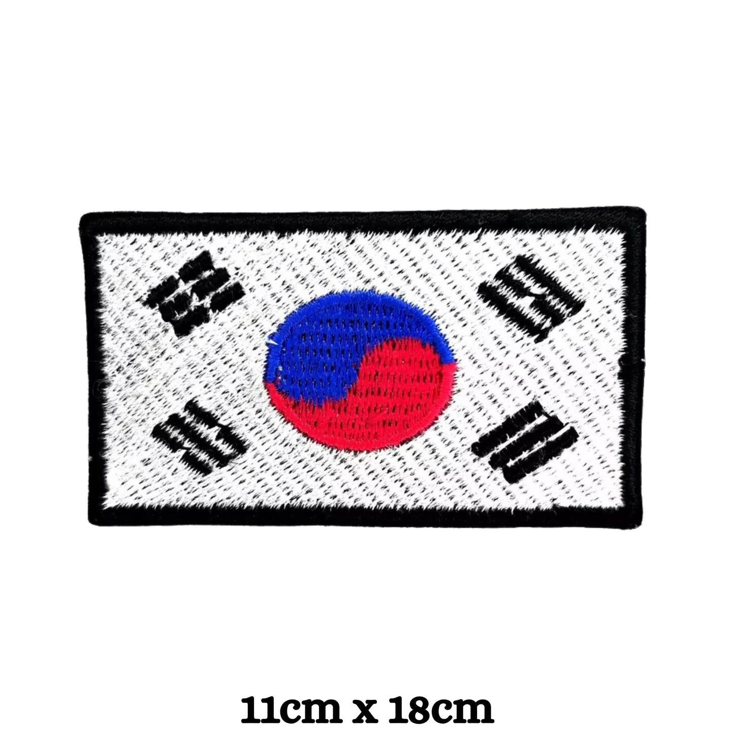 South Korea Flag Embroidered Patches, Iron-On/Sew-On Applique, Shield, Round, Heart and Rectangle Flag Badges for Jackets, Bags, Uniforms, Various Sizes