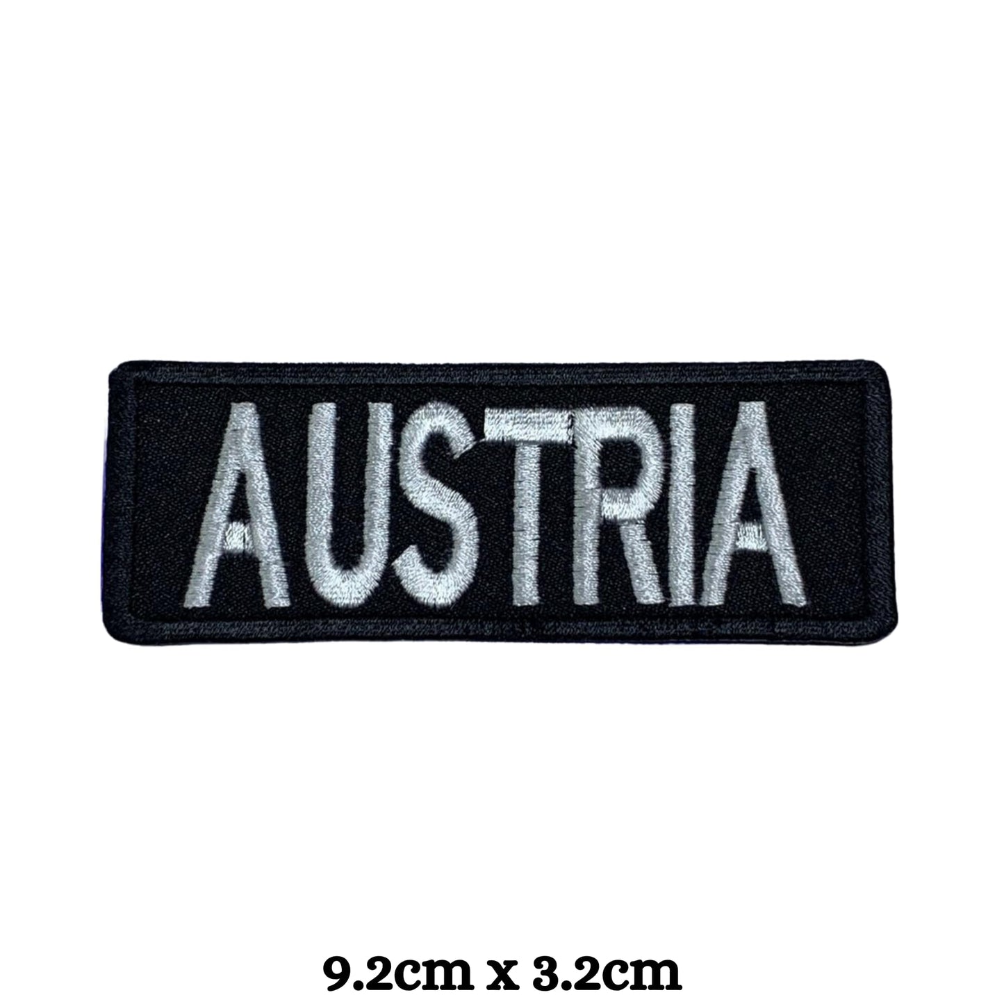 Austria Flag Embroidered Patches, Iron-On/Sew-On Applique, Shield, Round, Heart and Rectangle Flag Badges for Jackets, Bags, Uniforms, Various Sizes