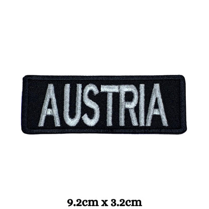 Austria Flag Embroidered Patches, Iron-On/Sew-On Applique, Shield, Round, Heart and Rectangle Flag Badges for Jackets, Bags, Uniforms, Various Sizes