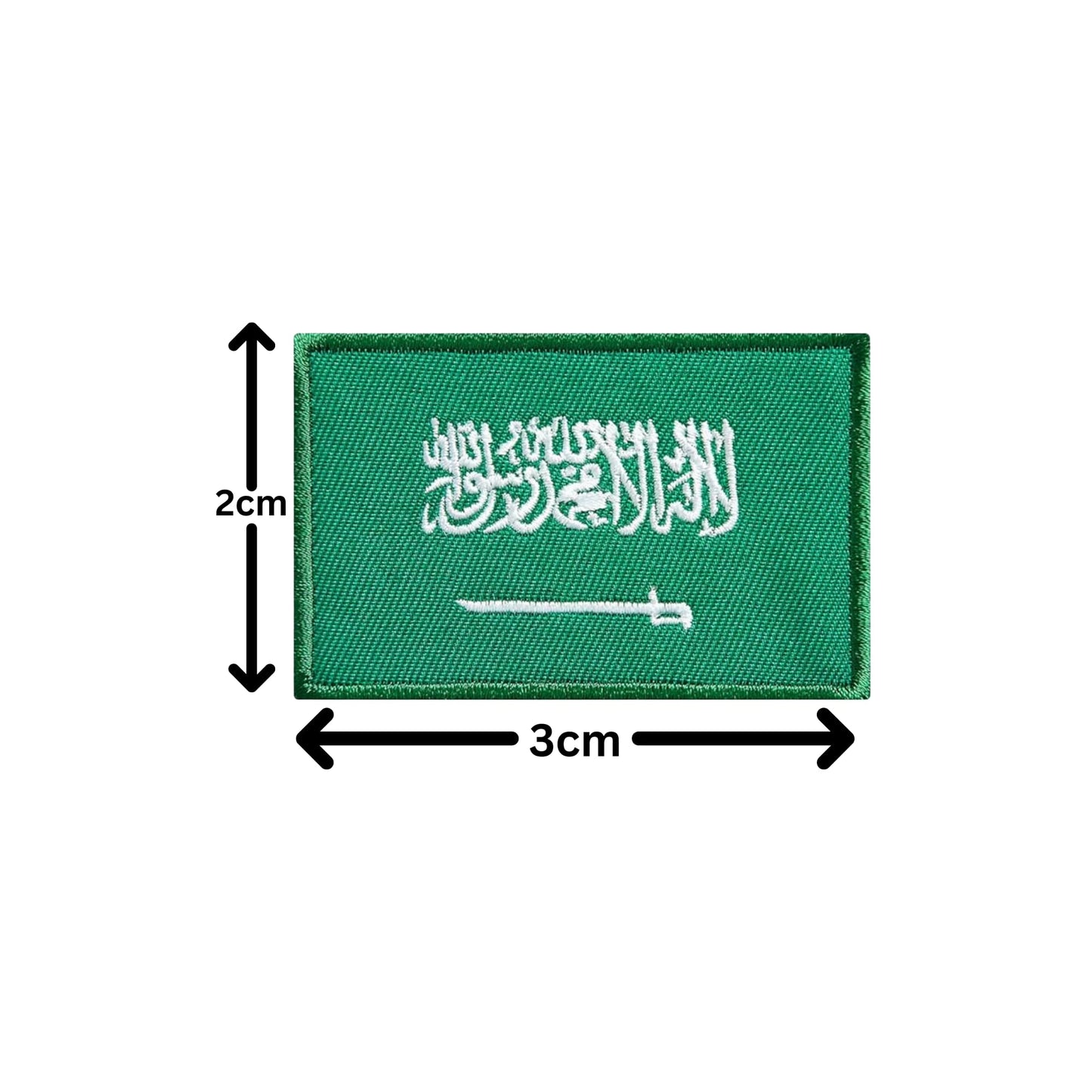 Saudi Arabia Flag Embroidered Patches, Iron-On/Sew-On Applique, Shield, Round, Heart and Rectangle Flag Badges for Jackets, Bags, Uniforms, Various Sizes