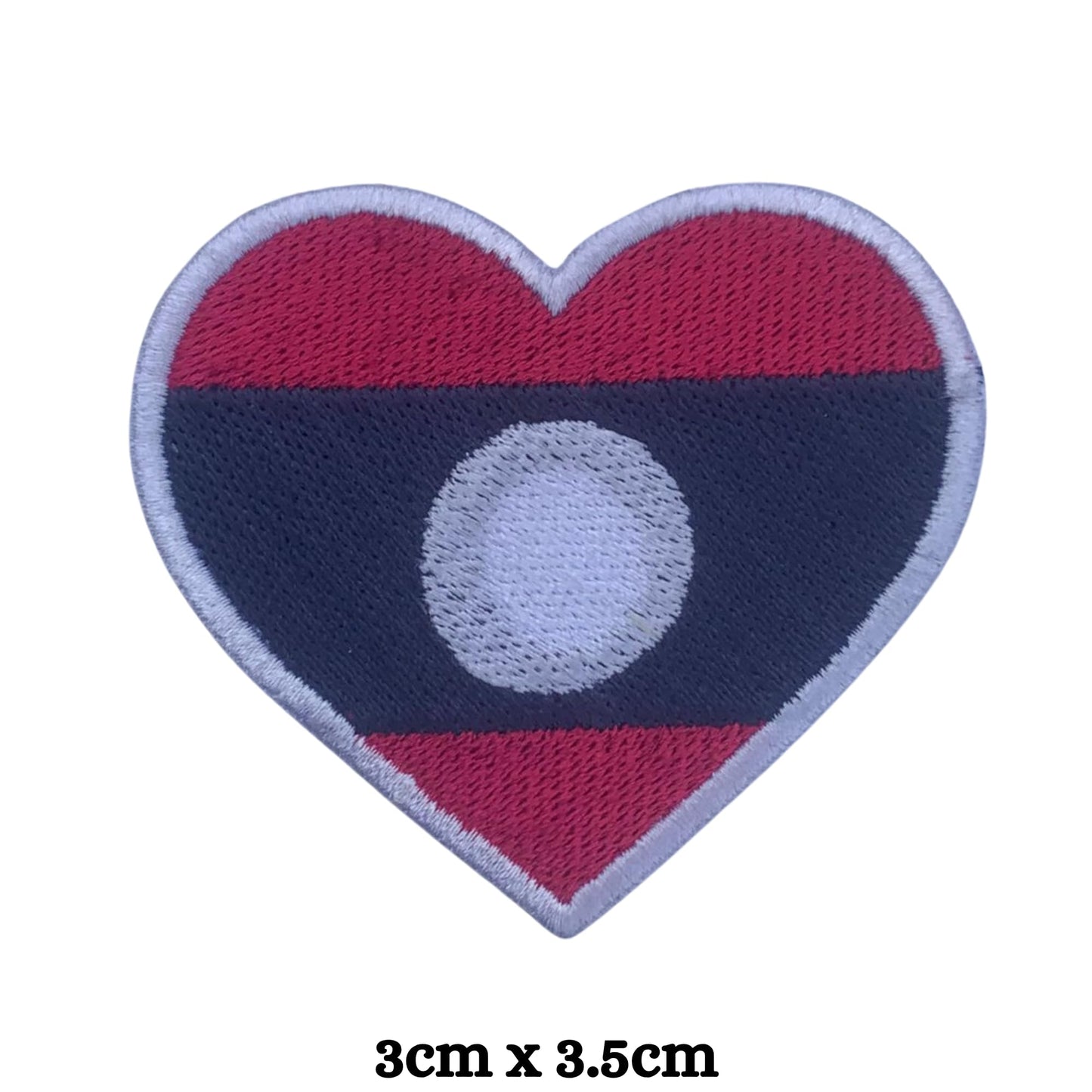 Laos Flag Embroidered Patch Set, Iron-On or Sew-On Applique Badges, Rectangle Shield Round Heart Shapes, for Jackets, Backpacks, Hats, Uniforms and Various Sizes