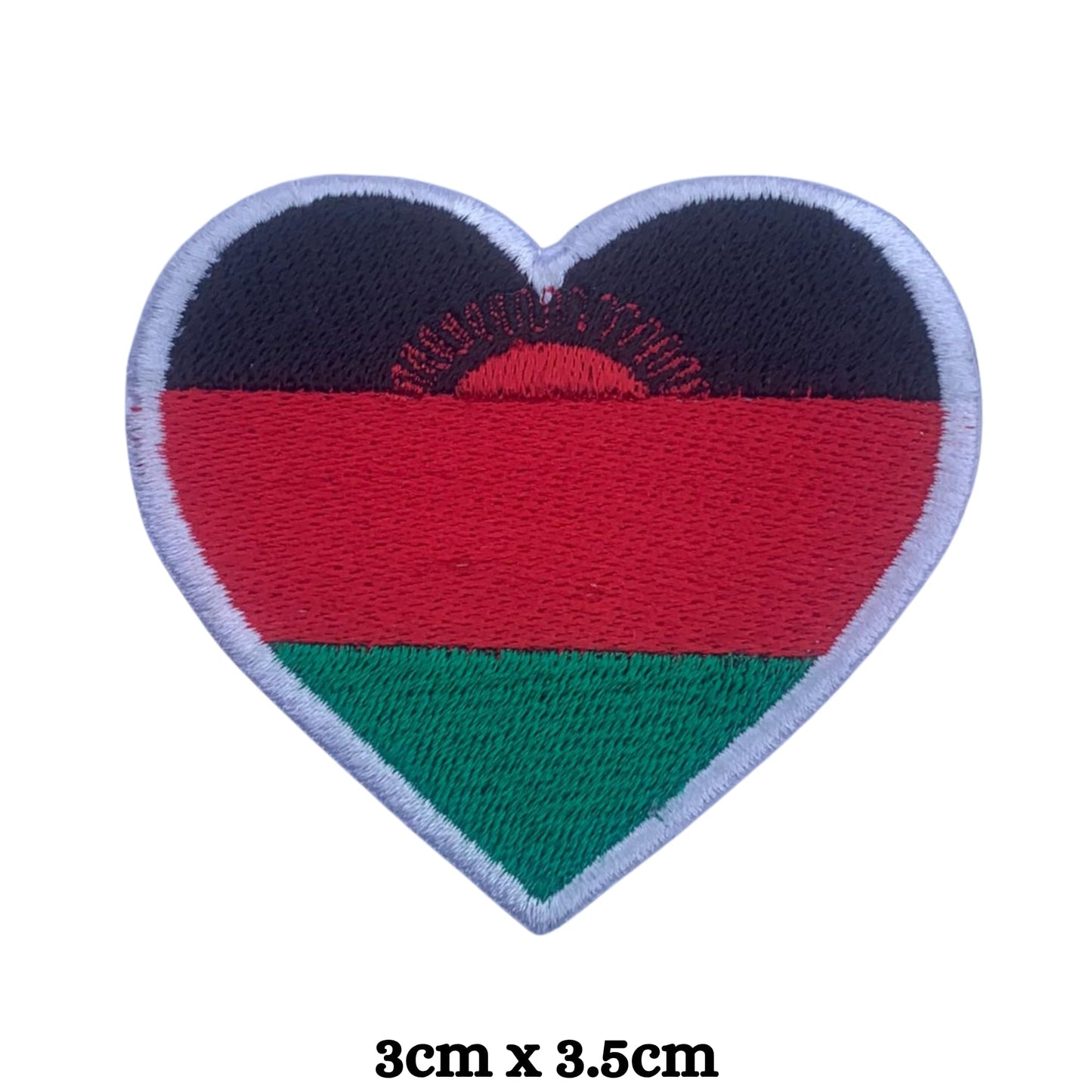 Malawi Flag Embroidered Patch Set, Iron-On or Sew-On Applique Badges, Rectangle Shield Round Heart Shapes, for Jackets, Backpacks, Hats, Uniforms and Various Sizes