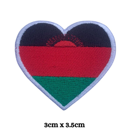 Malawi Flag Embroidered Patch Set, Iron-On or Sew-On Applique Badges, Rectangle Shield Round Heart Shapes, for Jackets, Backpacks, Hats, Uniforms and Various Sizes