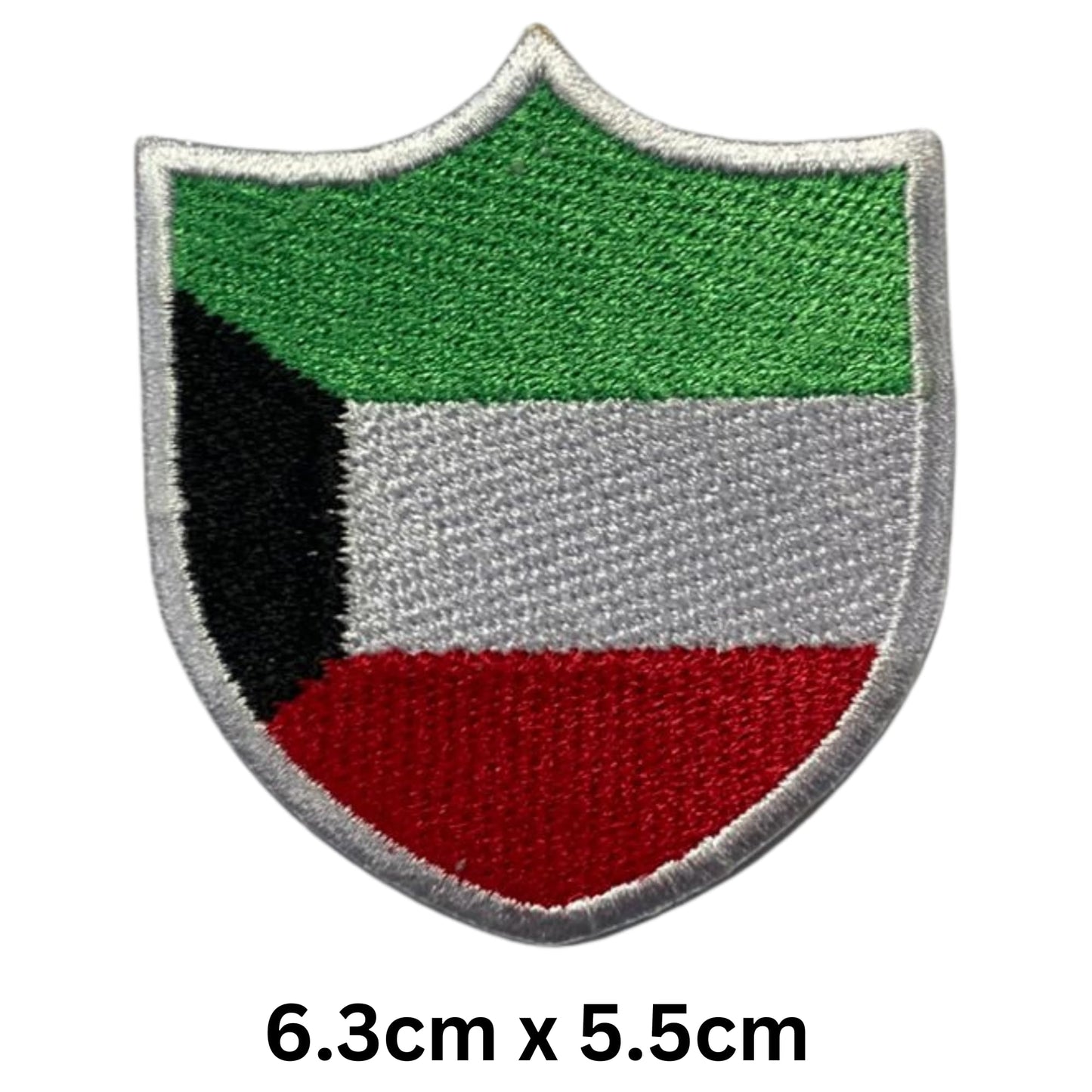 Kuwait Flag Embroidered Patch Set, Iron-On or Sew-On Applique Badges, Rectangle Shield Round Heart Shapes, for Jackets, Backpacks, Hats, Uniforms and Various Sizes
