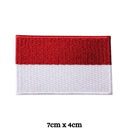 Monaco Flag Embroidered Patch Set, Iron-On or Sew-On Applique Badges, Rectangle Shield Round Heart Shapes, for Jackets, Backpacks, Hats, Uniforms and Various Sizes