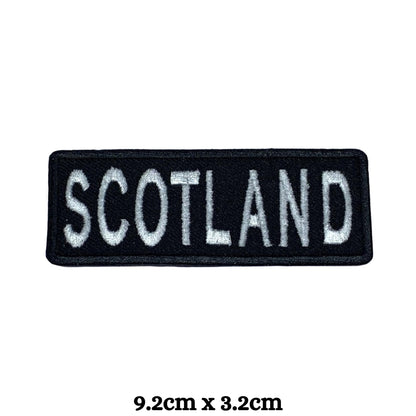BeBuz Scotland Flag Embroidered Patches, Iron-On/Sew-On Applique, Shield, Round, Heart and Rectangle Flag Badges for Jackets, Bags, Uniforms, Various Sizes