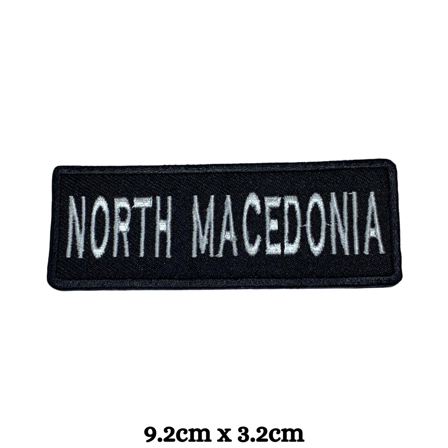 North Macedonia Flag Embroidered Patch Set, Iron-On or Sew-On Applique Badges, Rectangle Shield Round Heart Shapes, for Jackets, Backpacks, Hats, Uniforms and Various Sizes