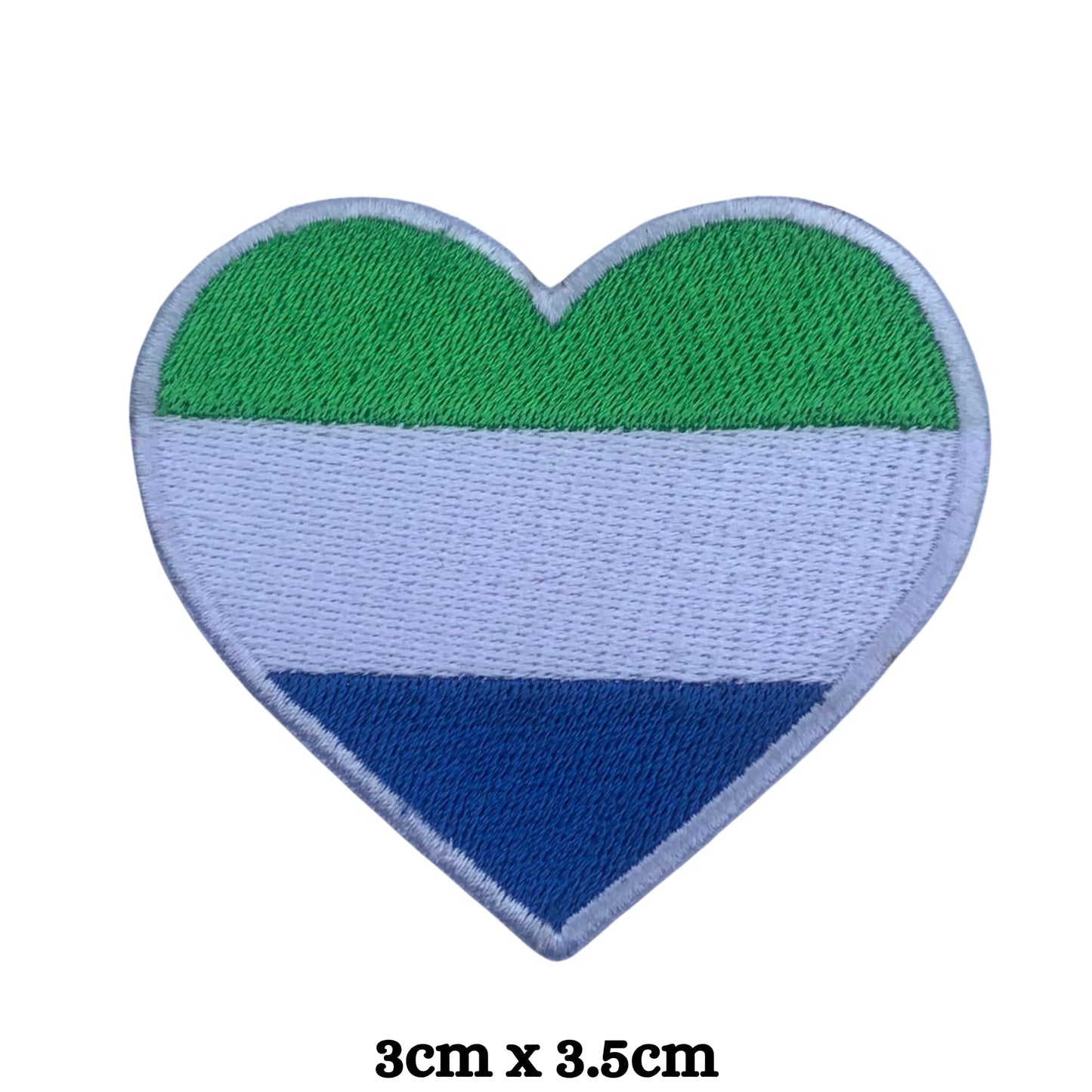 Sierra Leone Flag Embroidered Patch Set, Iron-On or Sew-On Applique Badges, Rectangle Shield Round Heart Shapes, for Jackets, Backpacks, Hats, Uniforms and Various Sizes
