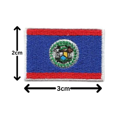 Belize Flag Embroidered Patches, Iron-On/Sew-On Applique, Shield, Round, Heart and Rectangle Flag Badges for Jackets, Bags, Uniforms, Various Sizes