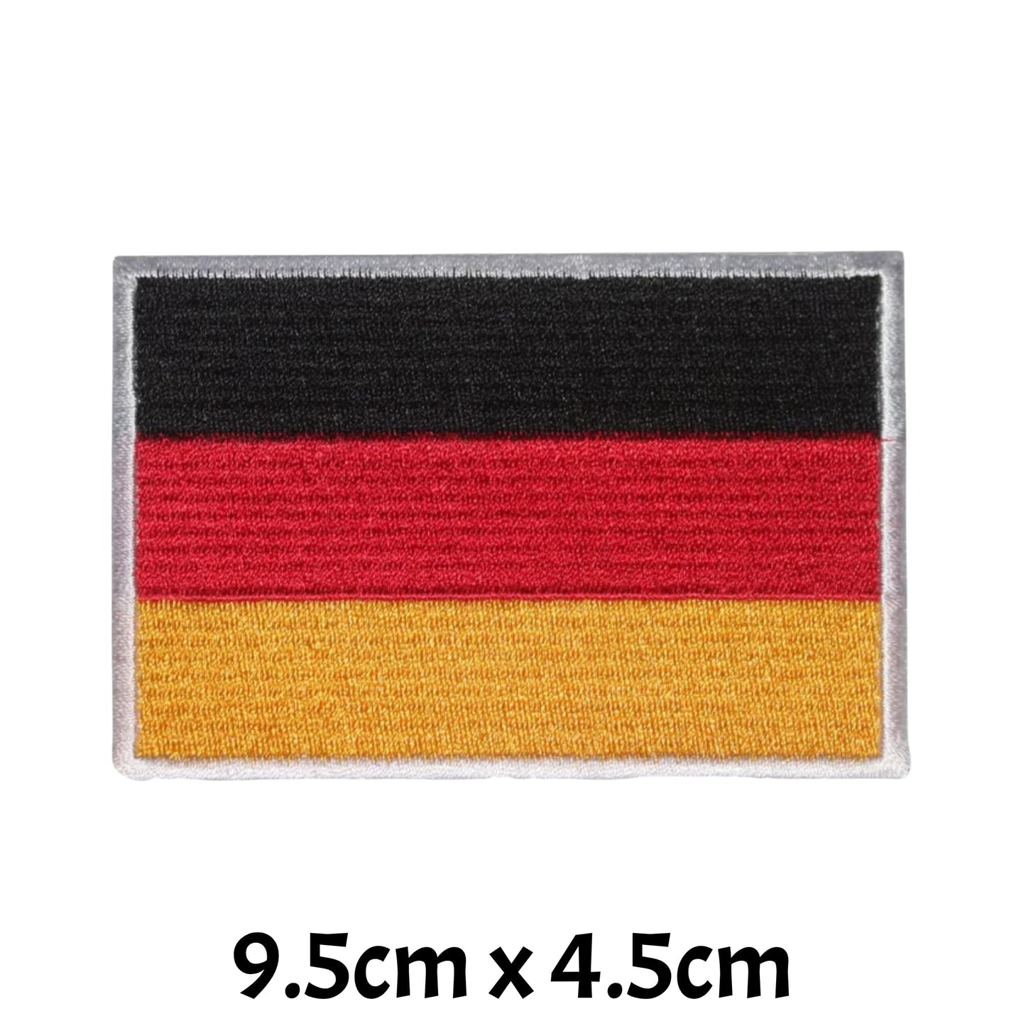 BeBuz Germany Flag Embroidered Patches, Iron-On/Sew-On Applique, Shield, Round, Heart and Rectangle Flag Badges for Jackets, Bags, Uniforms, Various Sizes