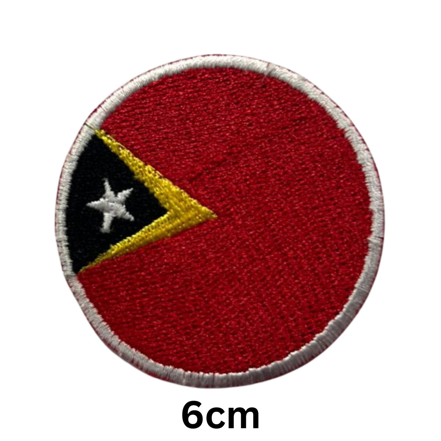 Timor Leste Flag Embroidered Patch Set, Iron-On or Sew-On Applique Badges, Rectangle Shield Round Heart Shapes, for Jackets, Backpacks, Hats, Uniforms and Various Sizes