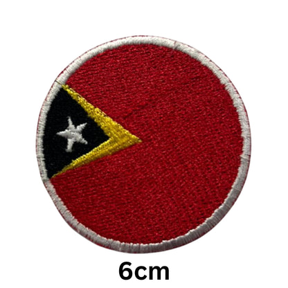 Timor Leste Flag Embroidered Patch Set, Iron-On or Sew-On Applique Badges, Rectangle Shield Round Heart Shapes, for Jackets, Backpacks, Hats, Uniforms and Various Sizes