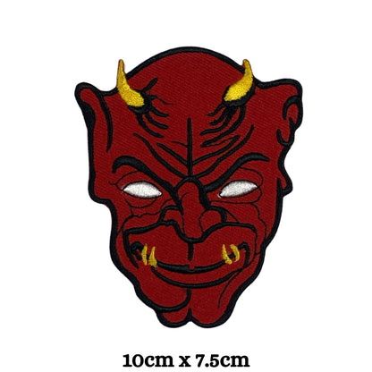 Punk Devil Face Embroidery Iron-On Patches for Clothing Sew-On Applique for DIY Crafts Denim Jackets Jeans Backpacks