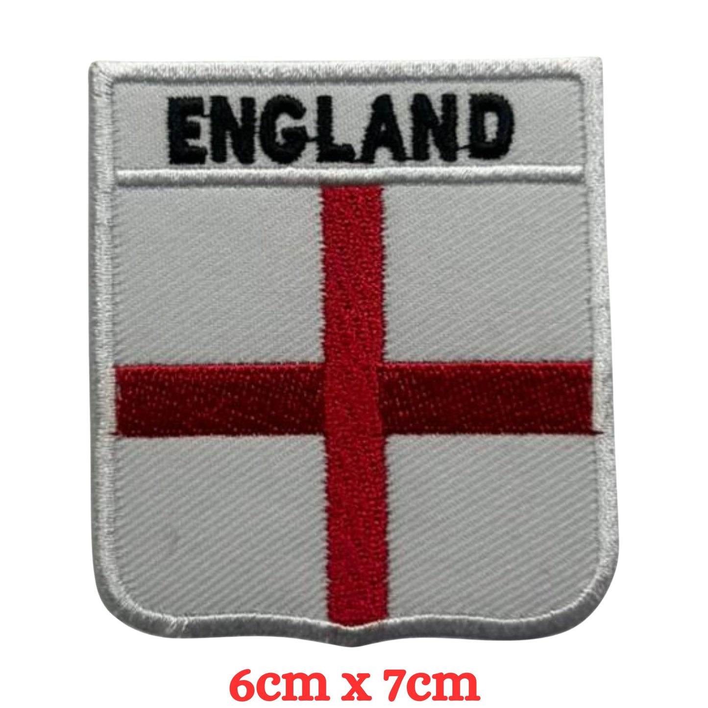 England Flag Embroidered Patches, Iron-On/Sew-On Applique, Shield, Round, Heart and Rectangle UK Flag Badges for Jackets, Bags, Uniforms, Various Sizes