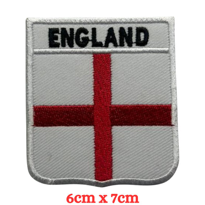 England Flag Embroidered Patches, Iron-On/Sew-On Applique, Shield, Round, Heart and Rectangle UK Flag Badges for Jackets, Bags, Uniforms, Various Sizes