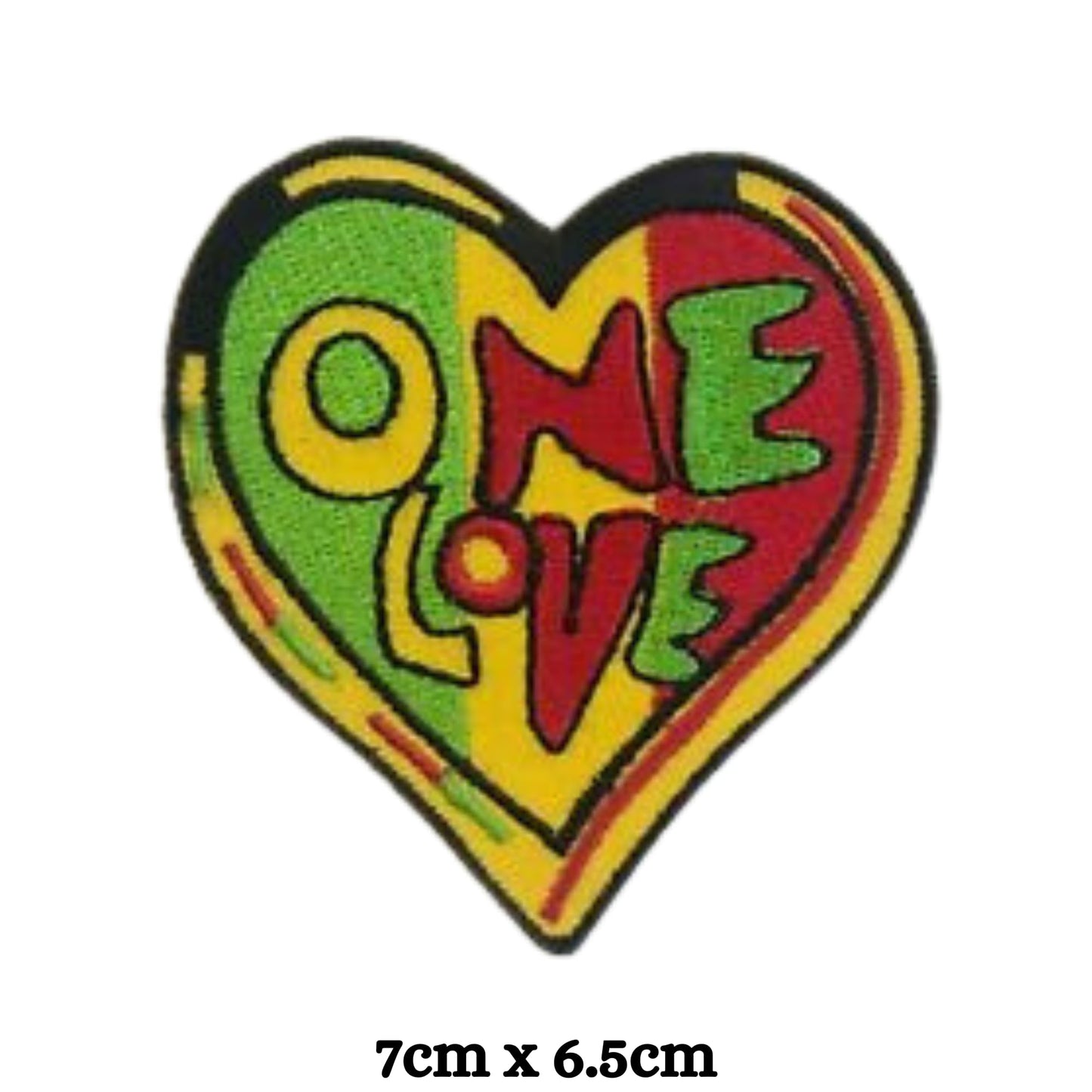 One Love Heart Embroidery Iron-On Patches for Clothing Sew-On Applique for DIY Crafts Denim Jackets Jeans Backpacks