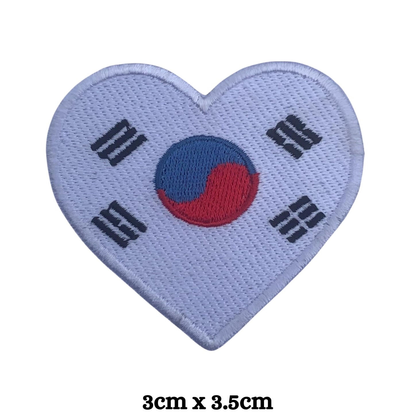 South Korea Flag Embroidered Patches, Iron-On/Sew-On Applique, Shield, Round, Heart and Rectangle Flag Badges for Jackets, Bags, Uniforms, Various Sizes