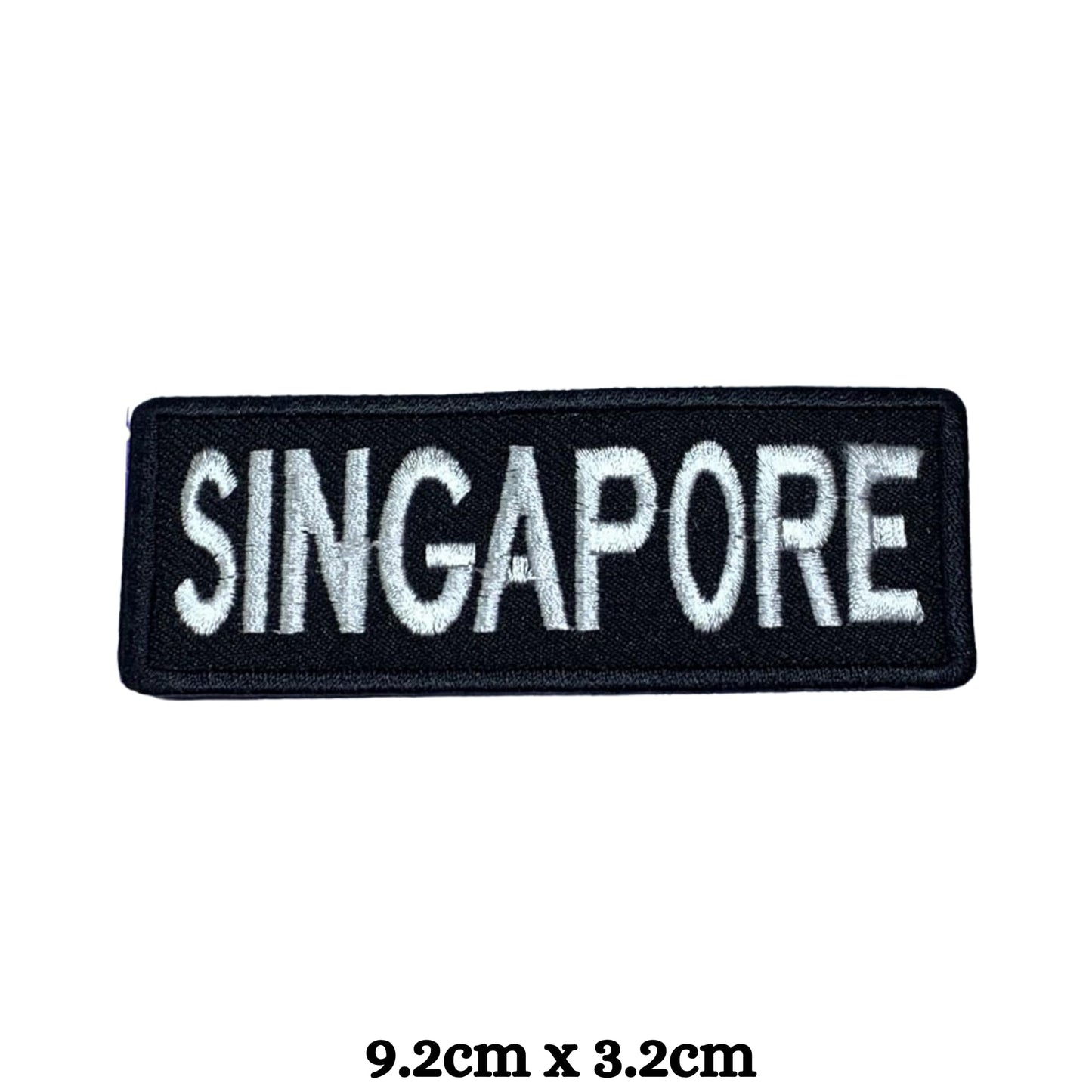 Singapore Flag Embroidered Patch Set, Iron-On or Sew-On Applique Badges, Rectangle Shield Round Heart Shapes, for Jackets, Backpacks, Hats, Uniforms and Various Sizes